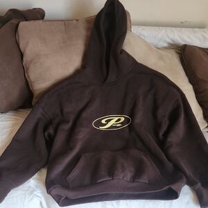 Princess Polly Chocolate Hoodie with Gold Emblem